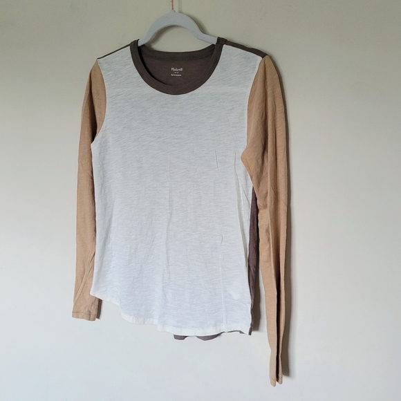 Madewell Whisper Cotton Rib-Crewneck Long-Sleeve Tee in Colorblock - Picture 5 of 9